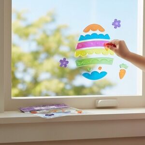 Festive Voice Easter Gel Clings 2 Pack Multicolor New Eggs Carrots